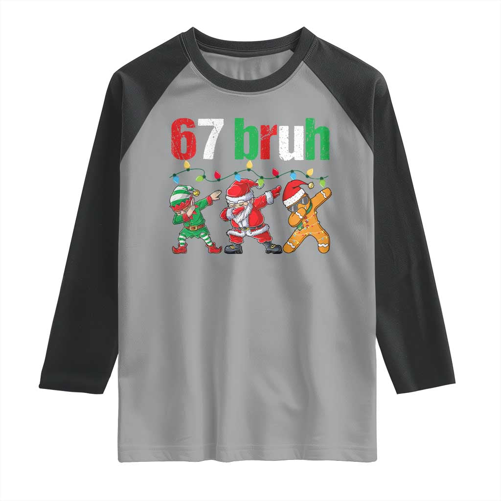 67 Christmas Raglan Shirt Funny Six Seven Bruh Dabbing Santa Meme Pajamas - Wonder Print Shop