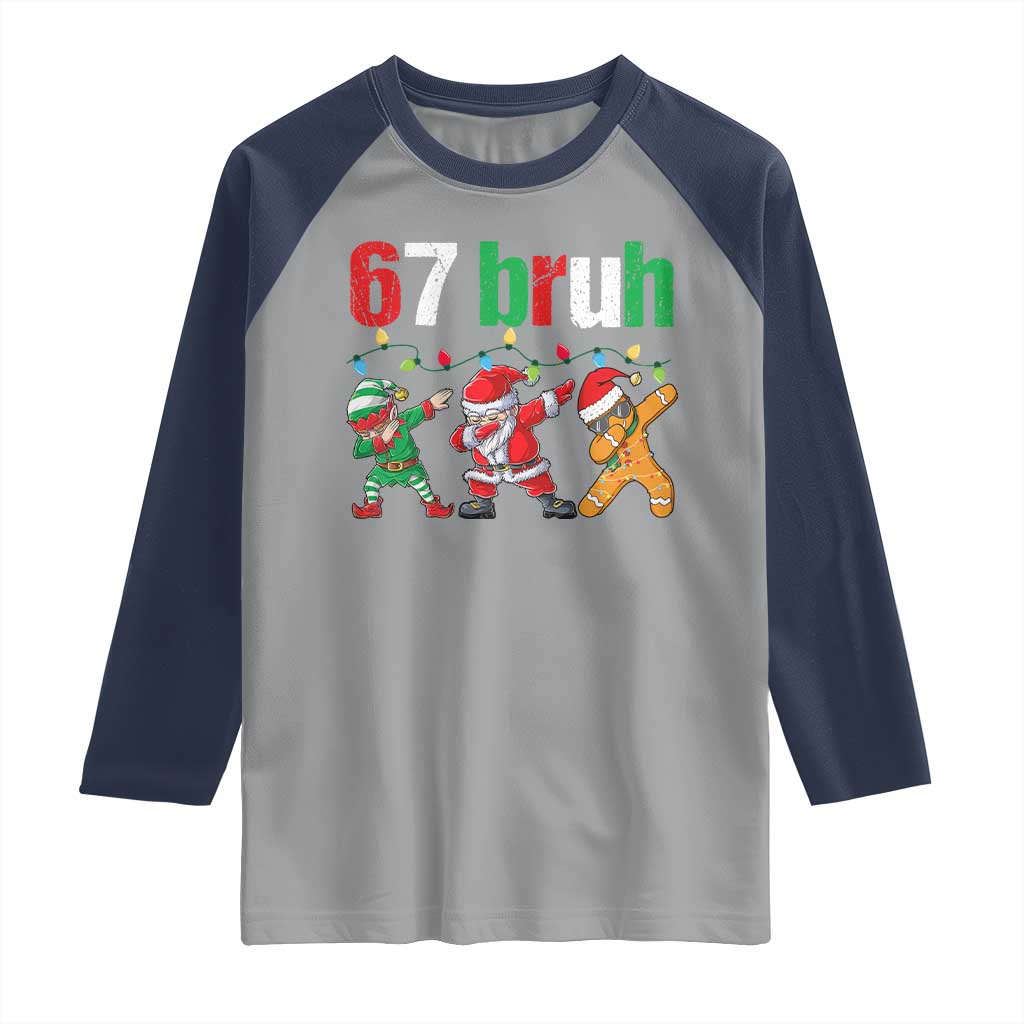 67 Christmas Raglan Shirt Funny Six Seven Bruh Dabbing Santa Meme Pajamas - Wonder Print Shop