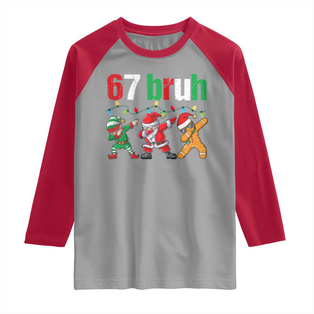 67 Christmas Raglan Shirt Funny Six Seven Bruh Dabbing Santa Meme Pajamas - Wonder Print Shop