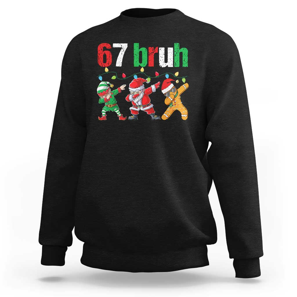 67 Christmas Sweatshirt Funny Six Seven Bruh Dabbing Santa Meme Pajamas - Wonder Print Shop