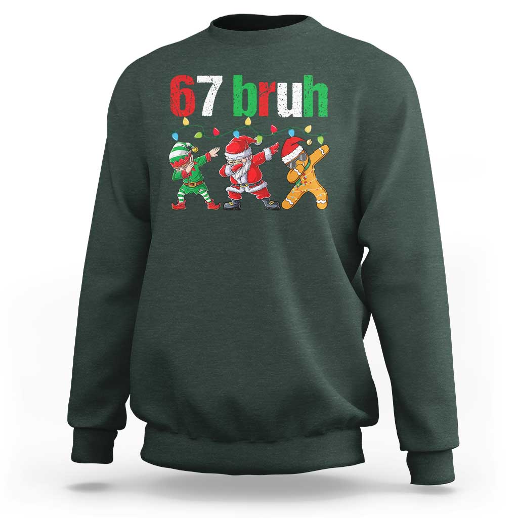 67 Christmas Sweatshirt Funny Six Seven Bruh Dabbing Santa Meme Pajamas - Wonder Print Shop
