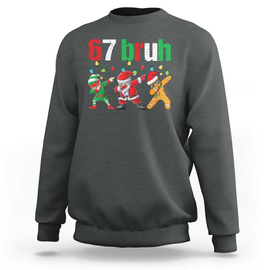 67 Christmas Sweatshirt Funny Six Seven Bruh Dabbing Santa Meme Pajamas - Wonder Print Shop