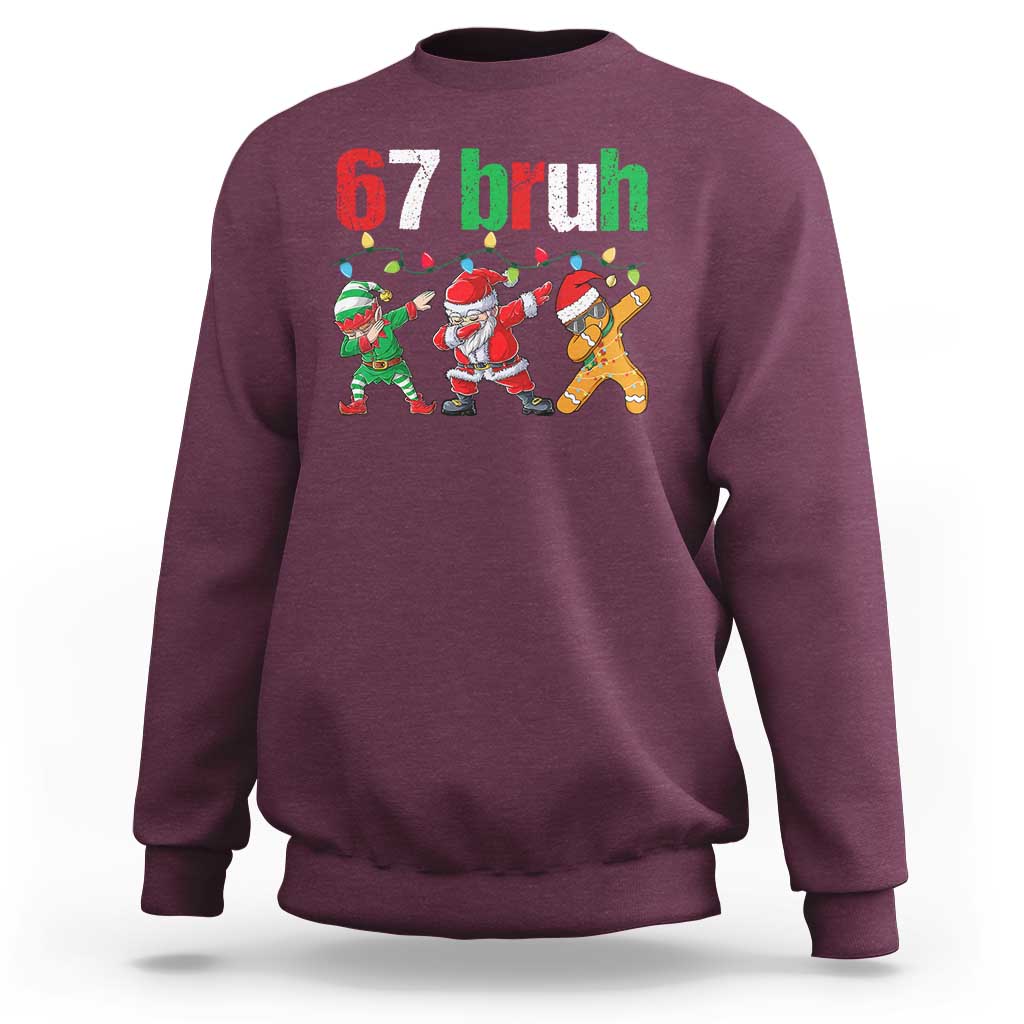 67 Christmas Sweatshirt Funny Six Seven Bruh Dabbing Santa Meme Pajamas - Wonder Print Shop