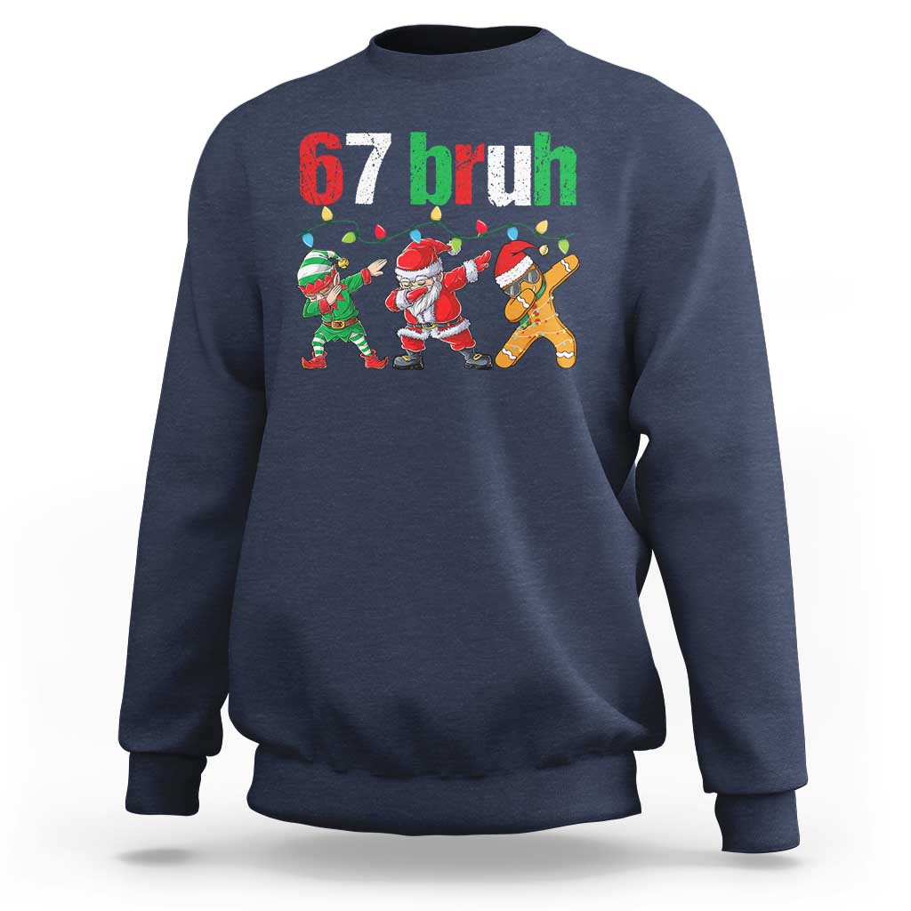67 Christmas Sweatshirt Funny Six Seven Bruh Dabbing Santa Meme Pajamas - Wonder Print Shop