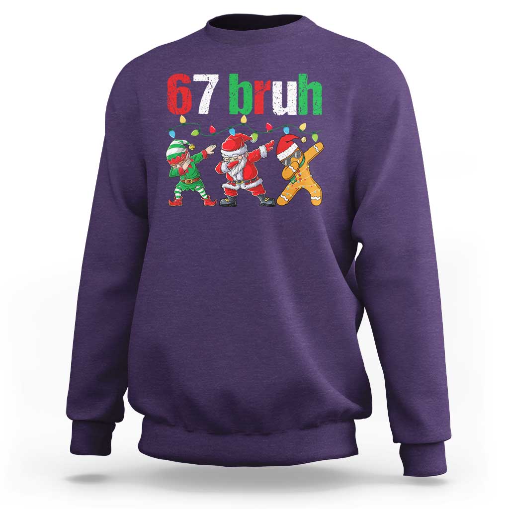67 Christmas Sweatshirt Funny Six Seven Bruh Dabbing Santa Meme Pajamas - Wonder Print Shop