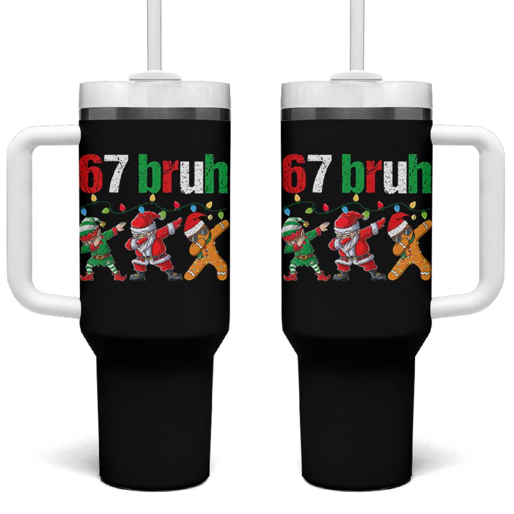 67 Christmas Tumbler With Handle Funny Six Seven Bruh Dabbing Santa Meme Pajamas - Wonder Print Shop