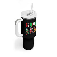 67 Christmas Tumbler With Handle Funny Six Seven Bruh Dabbing Santa Meme Pajamas - Wonder Print Shop