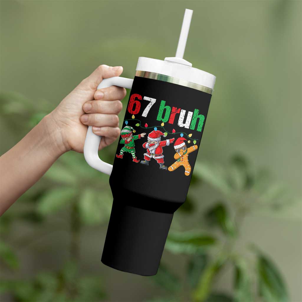 67 Christmas Tumbler With Handle Funny Six Seven Bruh Dabbing Santa Meme Pajamas - Wonder Print Shop