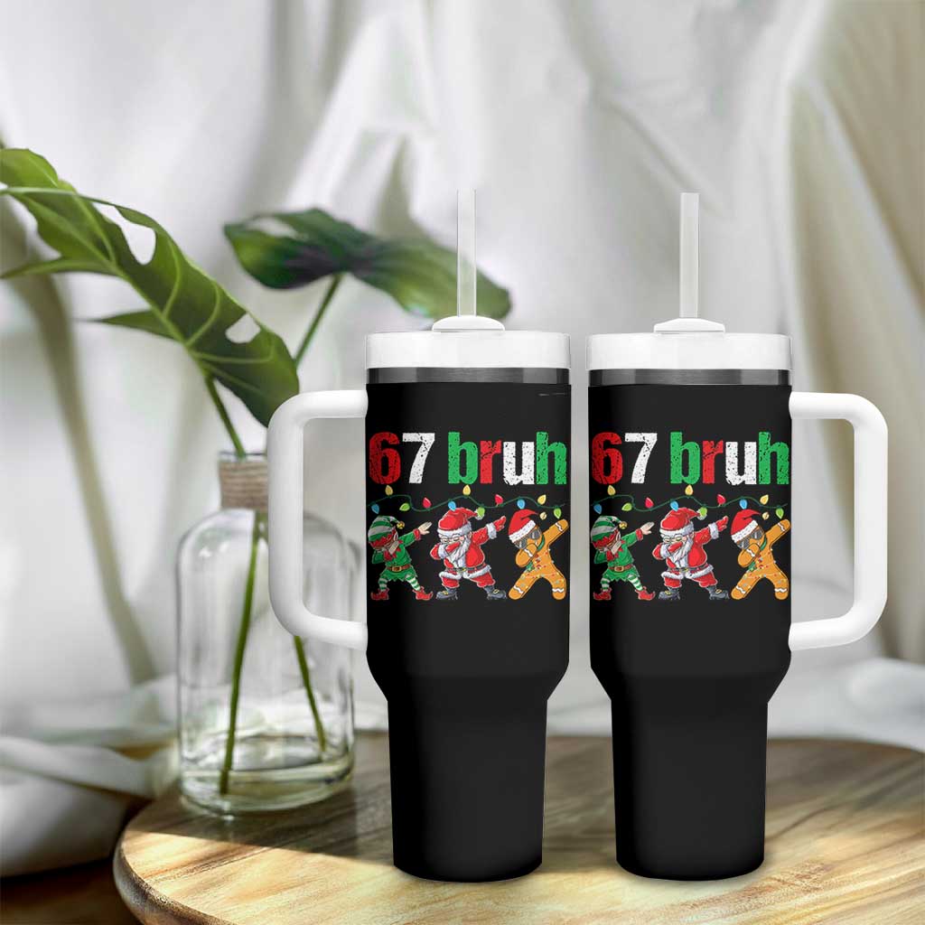 67 Christmas Tumbler With Handle Funny Six Seven Bruh Dabbing Santa Meme Pajamas - Wonder Print Shop