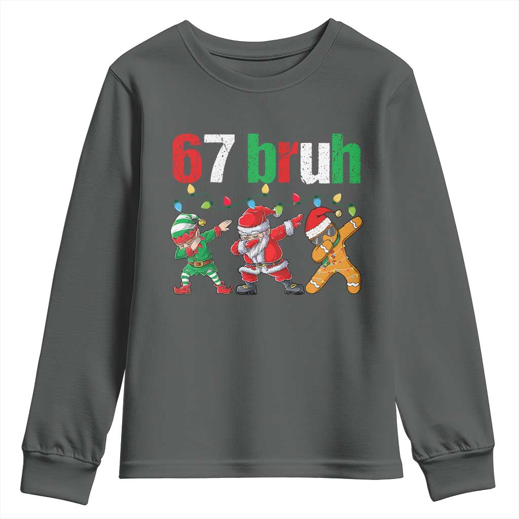67 Christmas Youth Sweatshirt Funny Six Seven Bruh Dabbing Santa Meme Pajamas - Wonder Print Shop