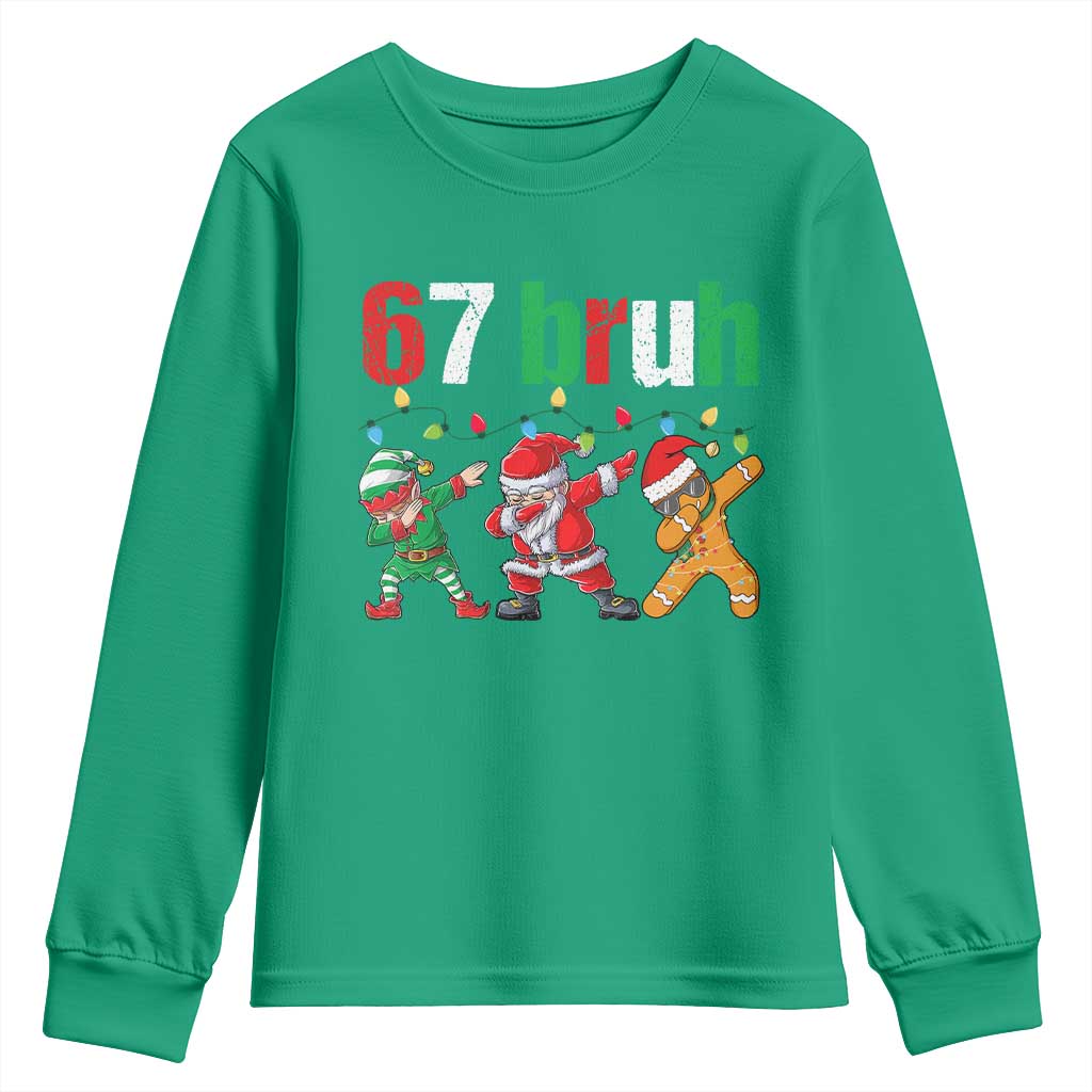 67 Christmas Youth Sweatshirt Funny Six Seven Bruh Dabbing Santa Meme Pajamas - Wonder Print Shop