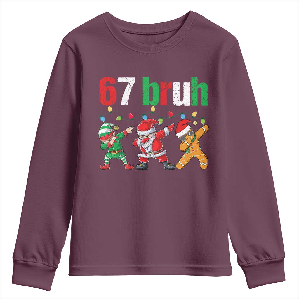 67 Christmas Youth Sweatshirt Funny Six Seven Bruh Dabbing Santa Meme Pajamas - Wonder Print Shop