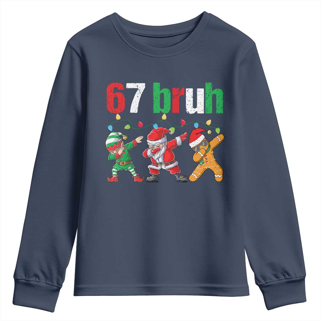 67 Christmas Youth Sweatshirt Funny Six Seven Bruh Dabbing Santa Meme Pajamas - Wonder Print Shop