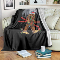 Santa Bigfoot Christmas Throw Blanket Funny Sasquatch Skiing Snowboard Ski Lover Skier - Wonder Print Shop