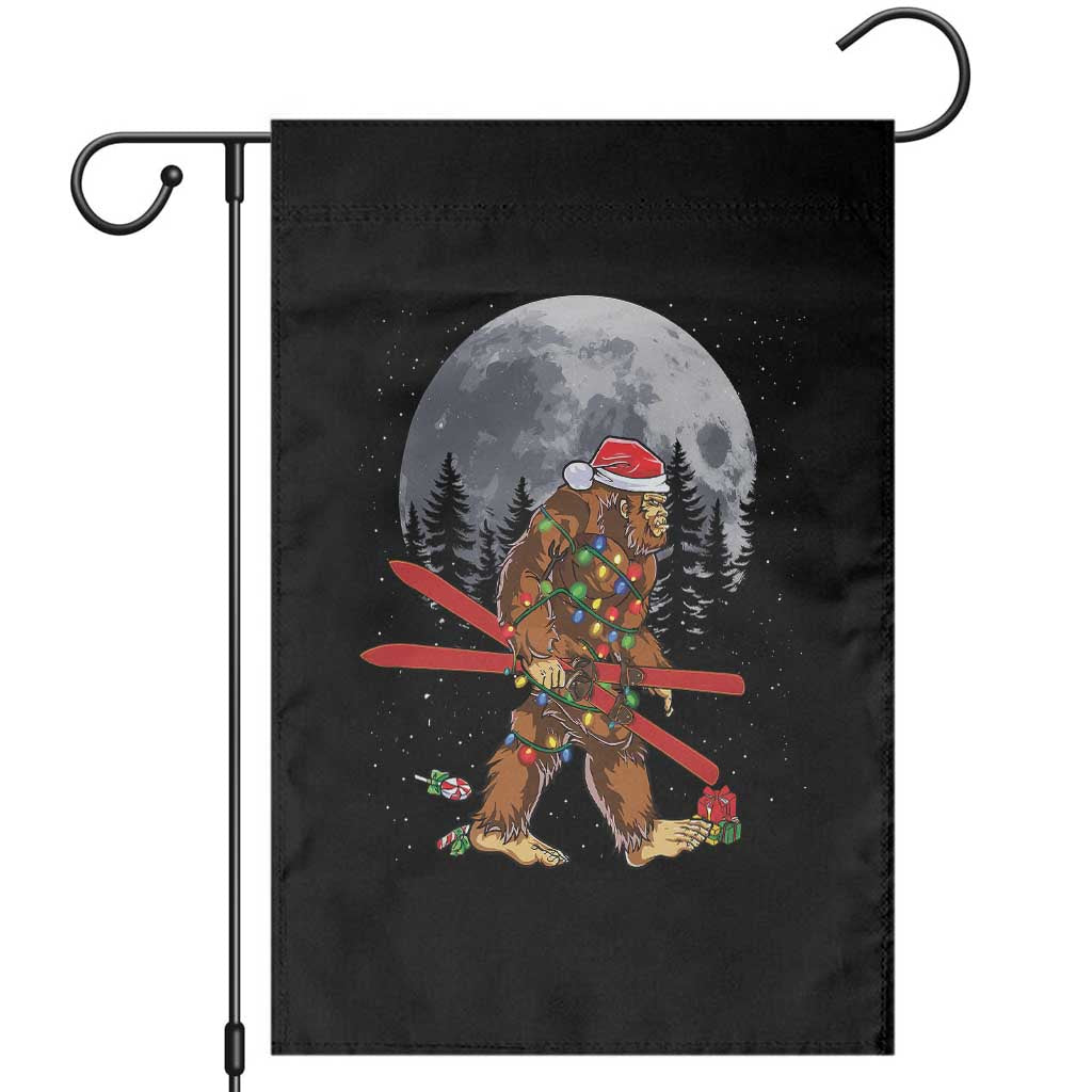 Santa Bigfoot Christmas Garden Flag Funny Sasquatch Skiing Snowboard Ski Lover Skier - Wonder Print Shop