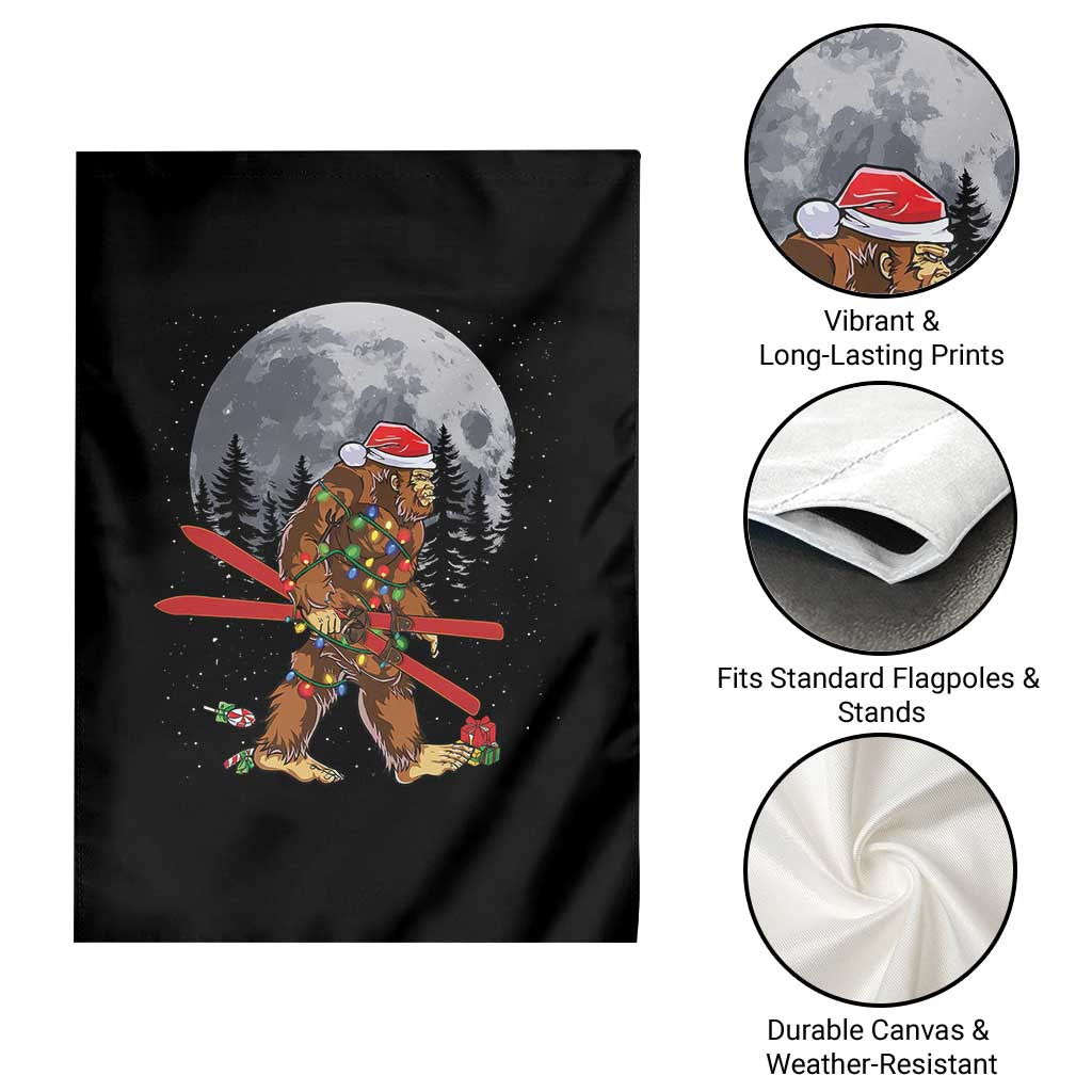 Santa Bigfoot Christmas Garden Flag Funny Sasquatch Skiing Snowboard Ski Lover Skier - Wonder Print Shop