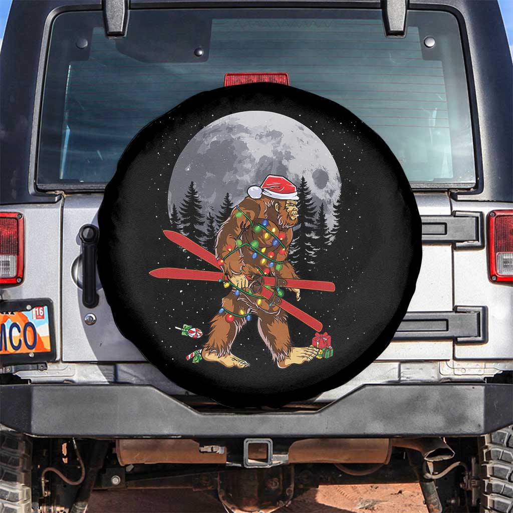 Santa Bigfoot Christmas Spare Tire Cover Funny Sasquatch Skiing Snowboard Ski Lover Skier - Wonder Print Shop