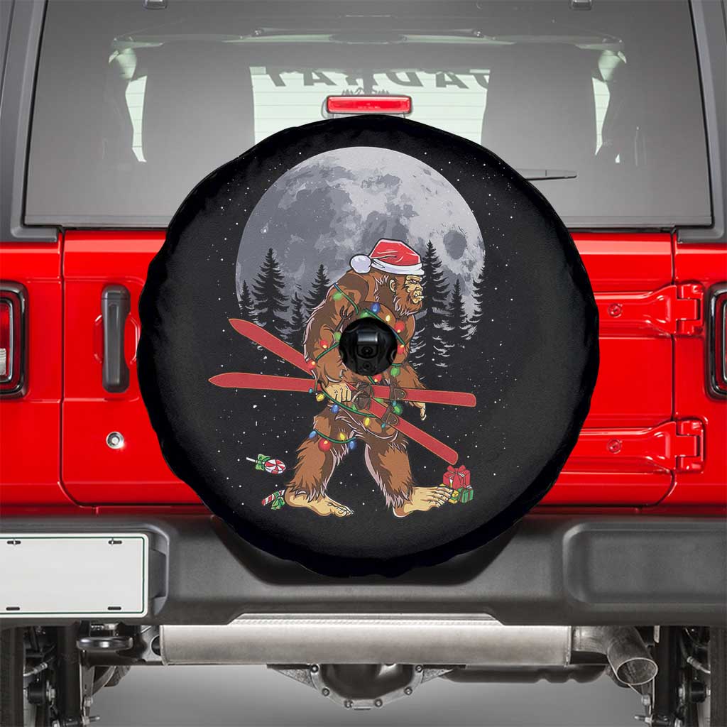 Santa Bigfoot Christmas Spare Tire Cover Funny Sasquatch Skiing Snowboard Ski Lover Skier - Wonder Print Shop