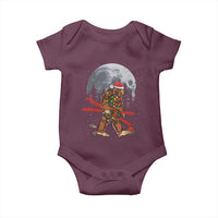 Santa Bigfoot Christmas Baby Onesie Funny Sasquatch Skiing Snowboard Ski Lover Skier - Wonder Print Shop