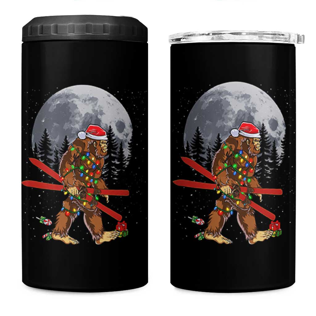 Santa Bigfoot Christmas 4 in 1 Can Cooler Tumbler Funny Sasquatch Skiing Snowboard Ski Lover Skier - Wonder Print Shop