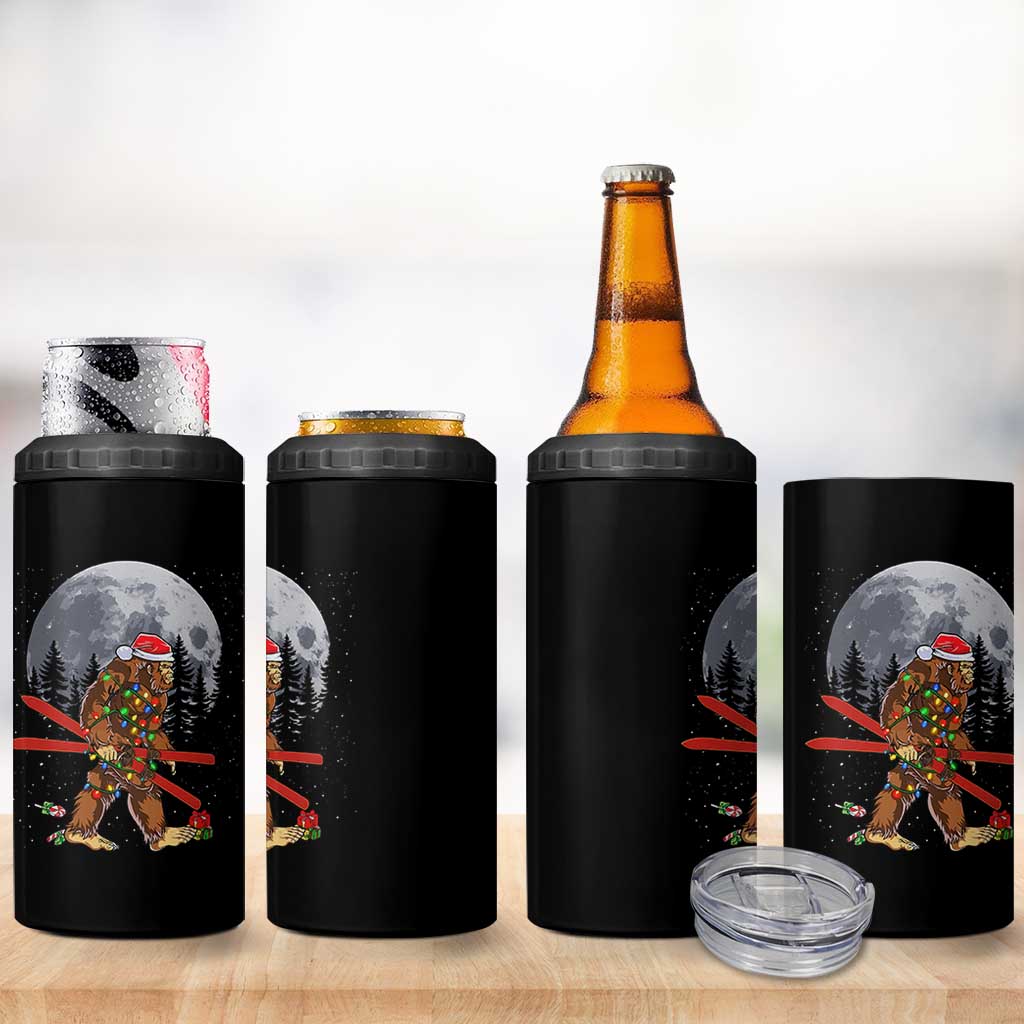 Santa Bigfoot Christmas 4 in 1 Can Cooler Tumbler Funny Sasquatch Skiing Snowboard Ski Lover Skier - Wonder Print Shop