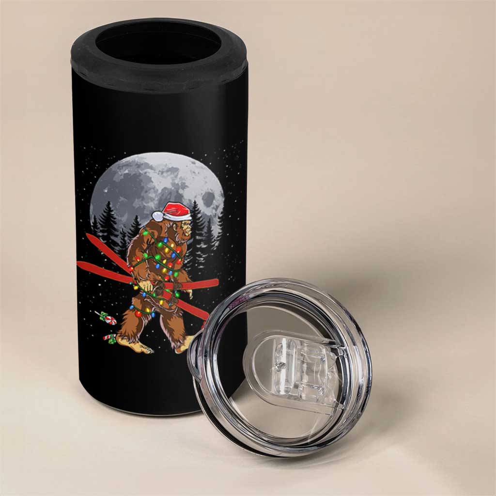 Santa Bigfoot Christmas 4 in 1 Can Cooler Tumbler Funny Sasquatch Skiing Snowboard Ski Lover Skier - Wonder Print Shop