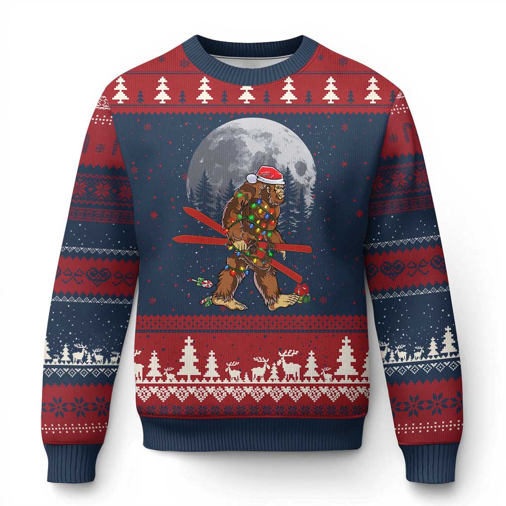 Santa Bigfoot Xmas Ugly Christmas Sweater Funny Sasquatch Skiing Snowboard Ski Lover Skier - Wonder Print Shop