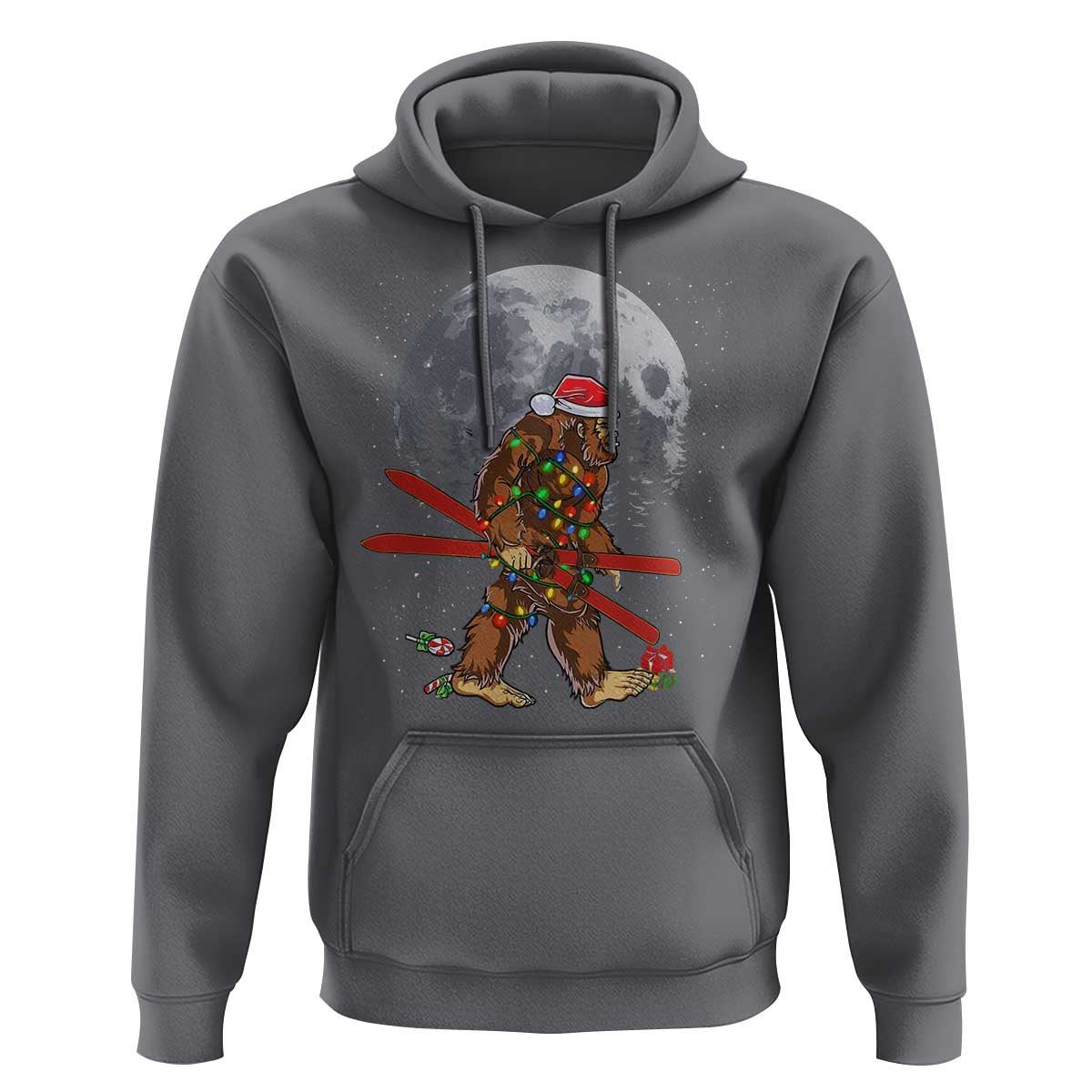 Santa Bigfoot Christmas Hoodie Funny Sasquatch Skiing Snowboard Ski Lover Skier - Wonder Print Shop