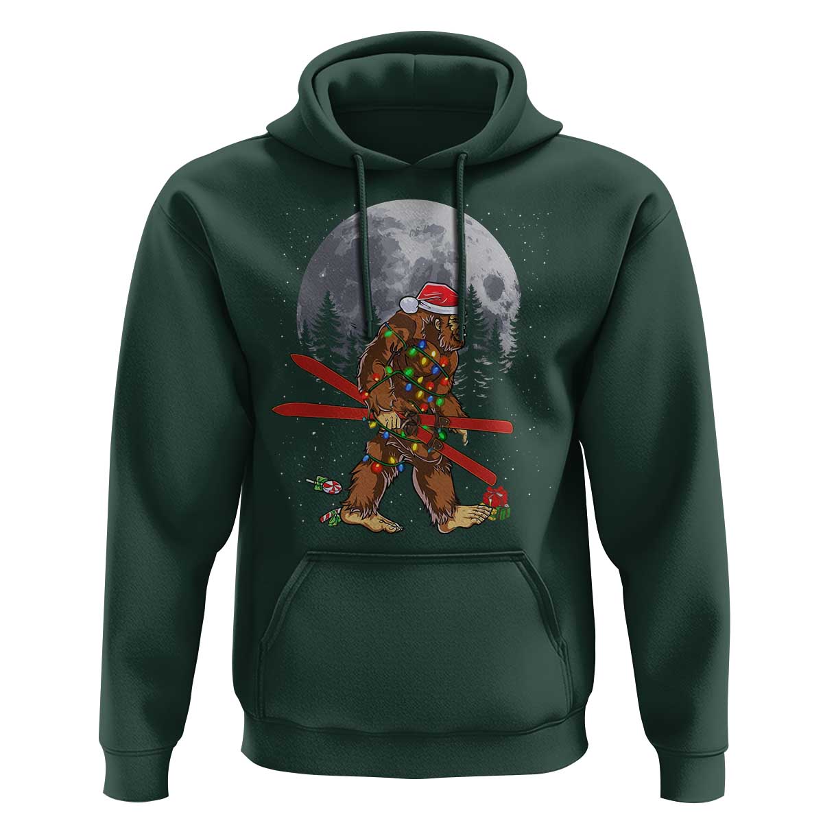 Santa Bigfoot Christmas Hoodie Funny Sasquatch Skiing Snowboard Ski Lover Skier - Wonder Print Shop
