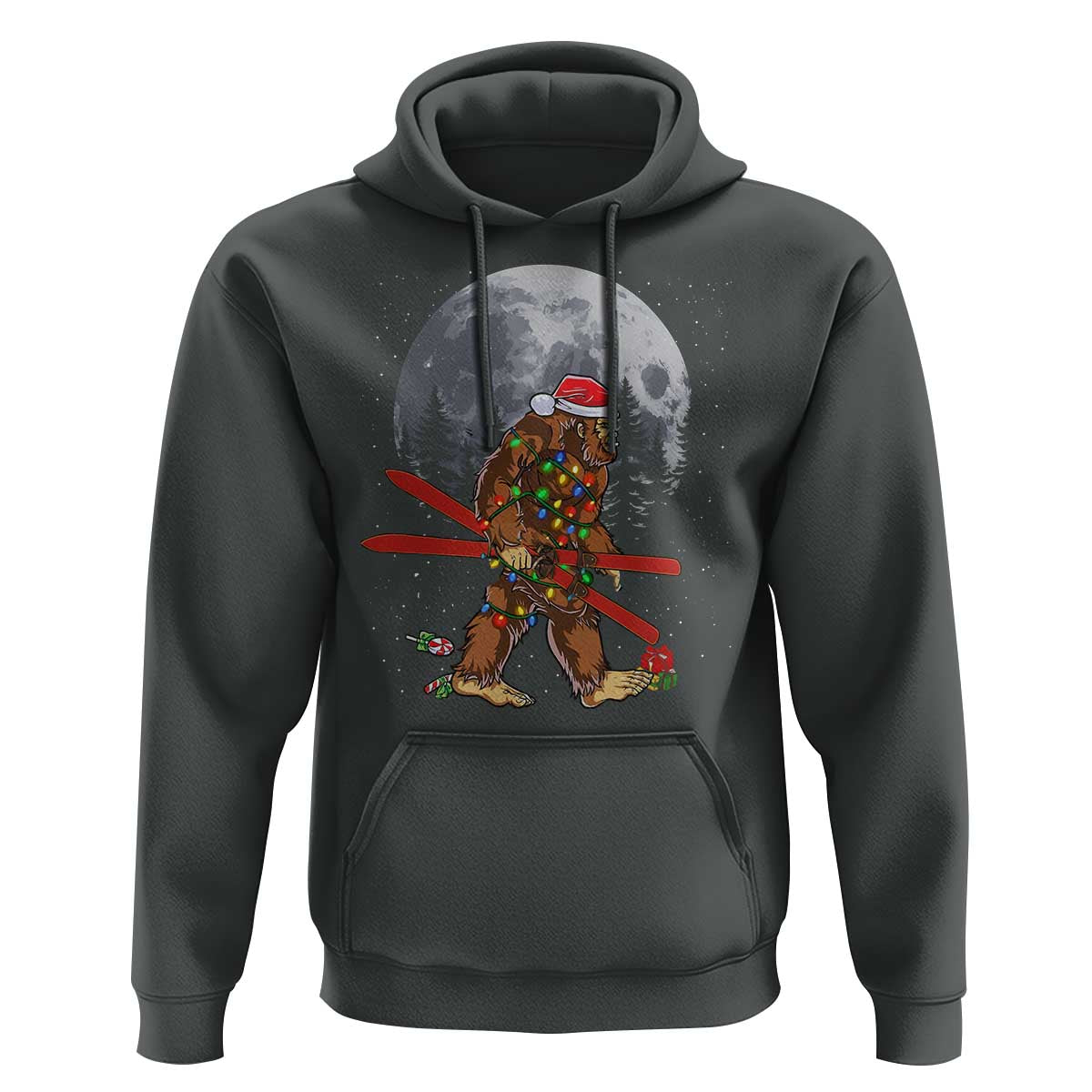 Santa Bigfoot Christmas Hoodie Funny Sasquatch Skiing Snowboard Ski Lover Skier - Wonder Print Shop