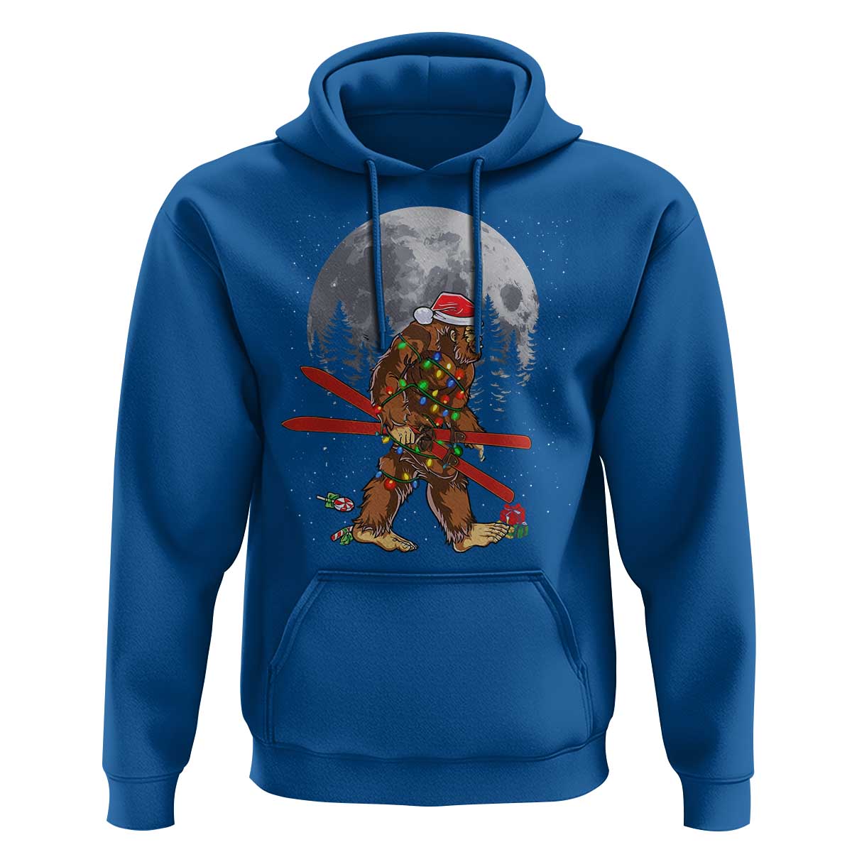 Santa Bigfoot Christmas Hoodie Funny Sasquatch Skiing Snowboard Ski Lover Skier - Wonder Print Shop