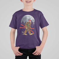 Santa Bigfoot Christmas T Shirt For Kid Funny Sasquatch Skiing Snowboard Ski Lover Skier - Wonder Print Shop