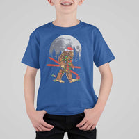 Santa Bigfoot Christmas T Shirt For Kid Funny Sasquatch Skiing Snowboard Ski Lover Skier - Wonder Print Shop