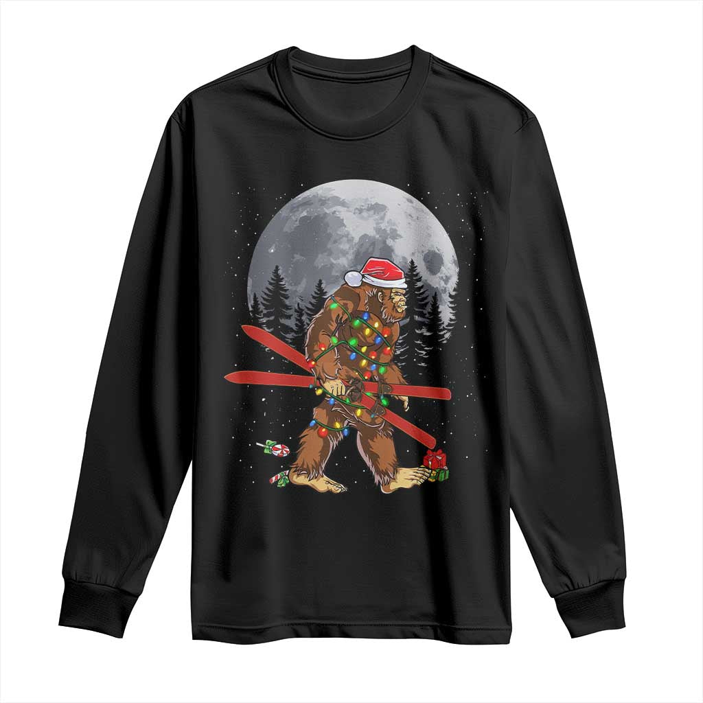 Santa Bigfoot Christmas Long Sleeve Shirt Funny Sasquatch Skiing Snowboard Ski Lover Skier - Wonder Print Shop