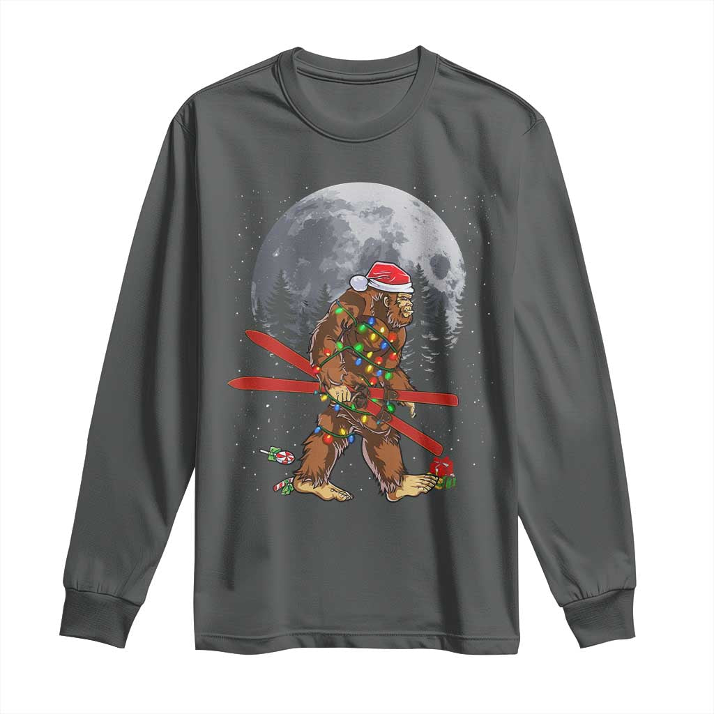 Santa Bigfoot Christmas Long Sleeve Shirt Funny Sasquatch Skiing Snowboard Ski Lover Skier - Wonder Print Shop