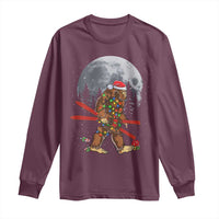 Santa Bigfoot Christmas Long Sleeve Shirt Funny Sasquatch Skiing Snowboard Ski Lover Skier - Wonder Print Shop