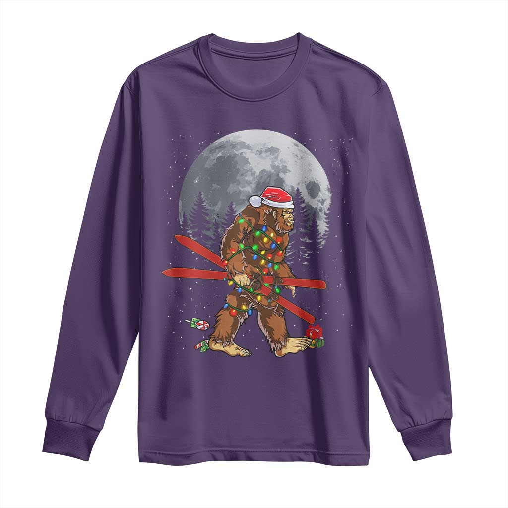 Santa Bigfoot Christmas Long Sleeve Shirt Funny Sasquatch Skiing Snowboard Ski Lover Skier - Wonder Print Shop