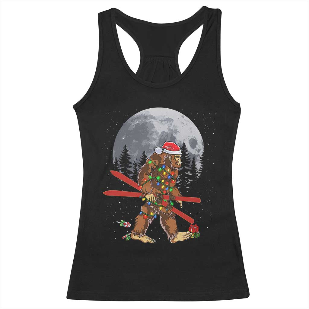 Santa Bigfoot Christmas Racerback Tank Top Funny Sasquatch Skiing Snowboard Ski Lover Skier - Wonder Print Shop