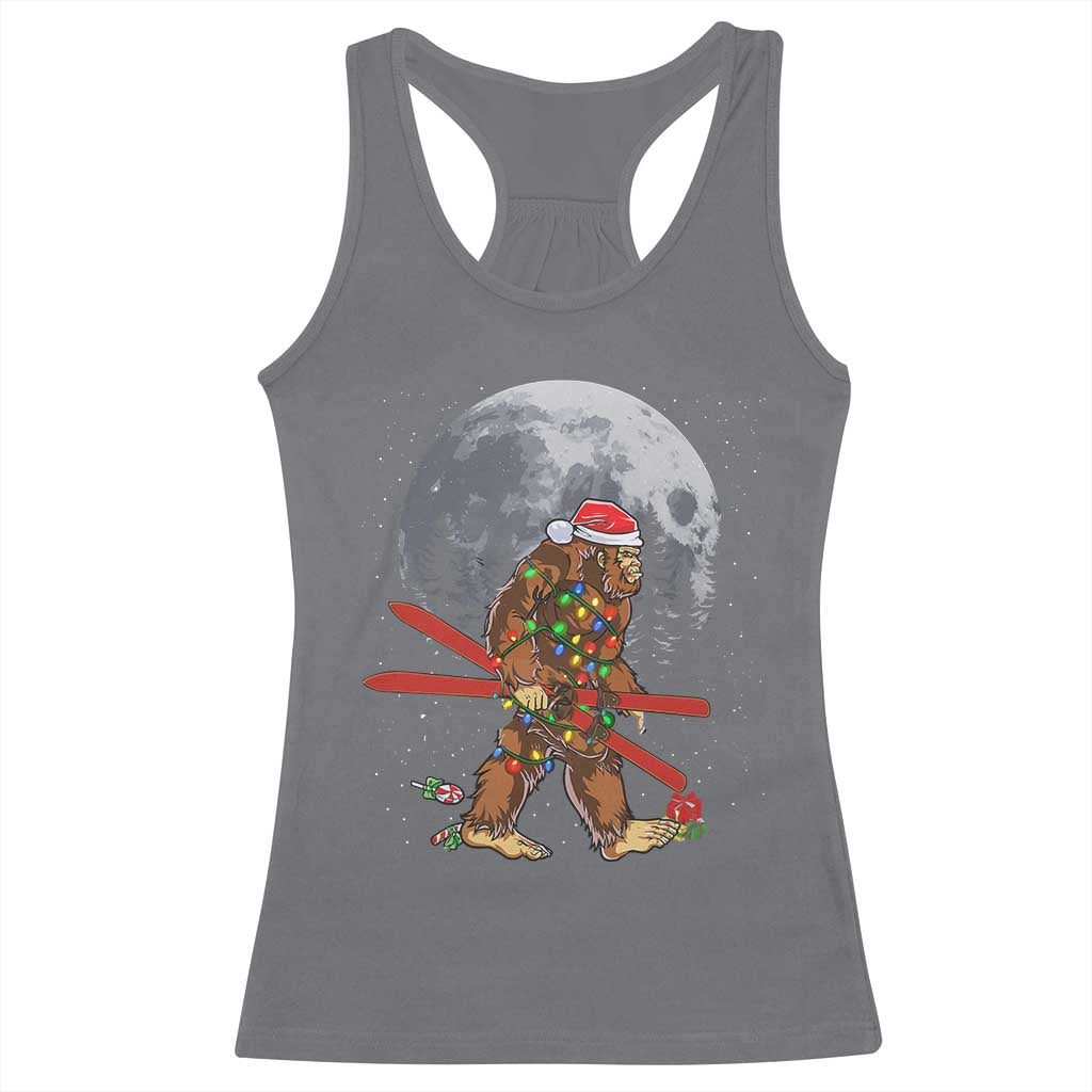 Santa Bigfoot Christmas Racerback Tank Top Funny Sasquatch Skiing Snowboard Ski Lover Skier - Wonder Print Shop