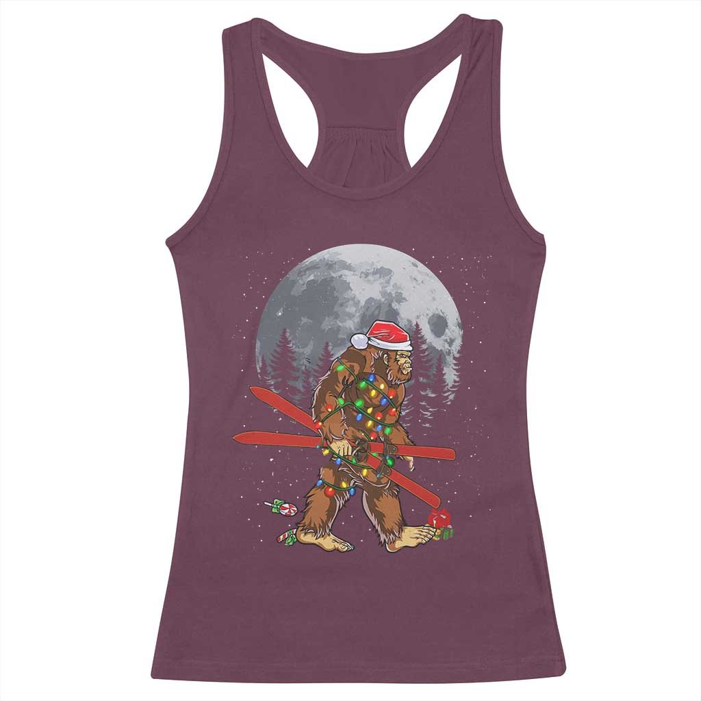 Santa Bigfoot Christmas Racerback Tank Top Funny Sasquatch Skiing Snowboard Ski Lover Skier - Wonder Print Shop