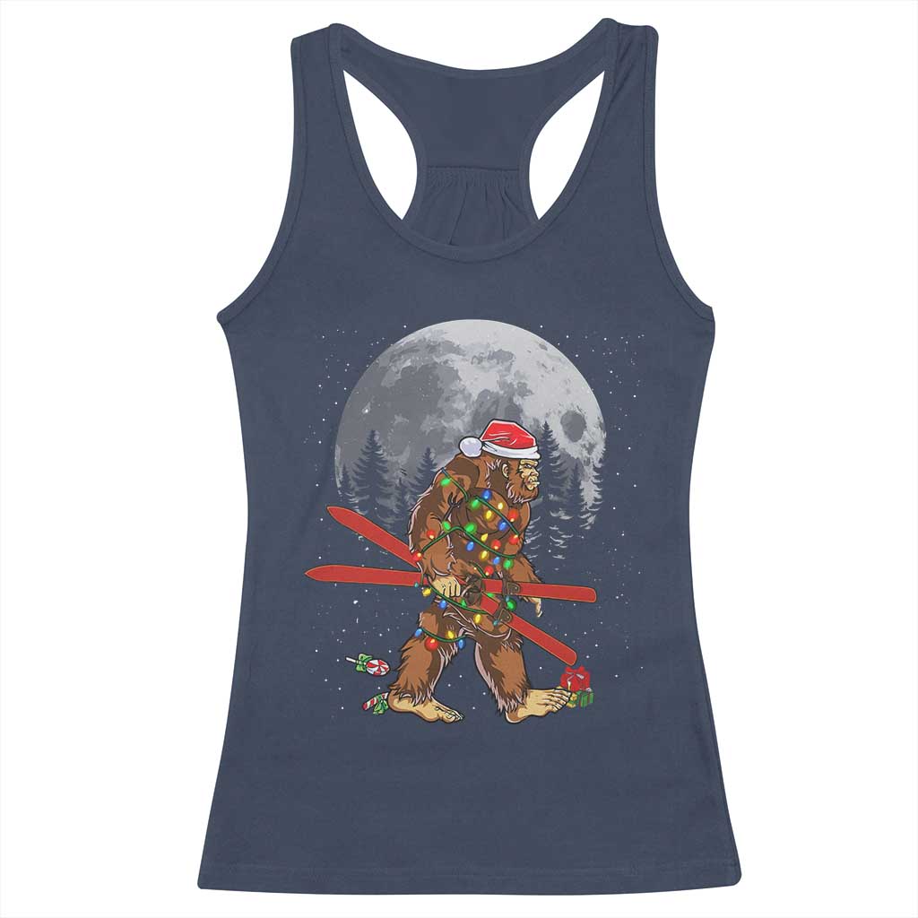 Santa Bigfoot Christmas Racerback Tank Top Funny Sasquatch Skiing Snowboard Ski Lover Skier - Wonder Print Shop