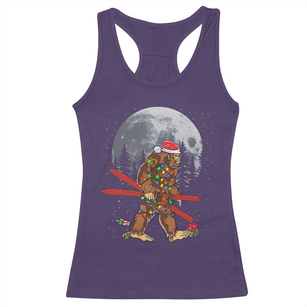 Santa Bigfoot Christmas Racerback Tank Top Funny Sasquatch Skiing Snowboard Ski Lover Skier - Wonder Print Shop