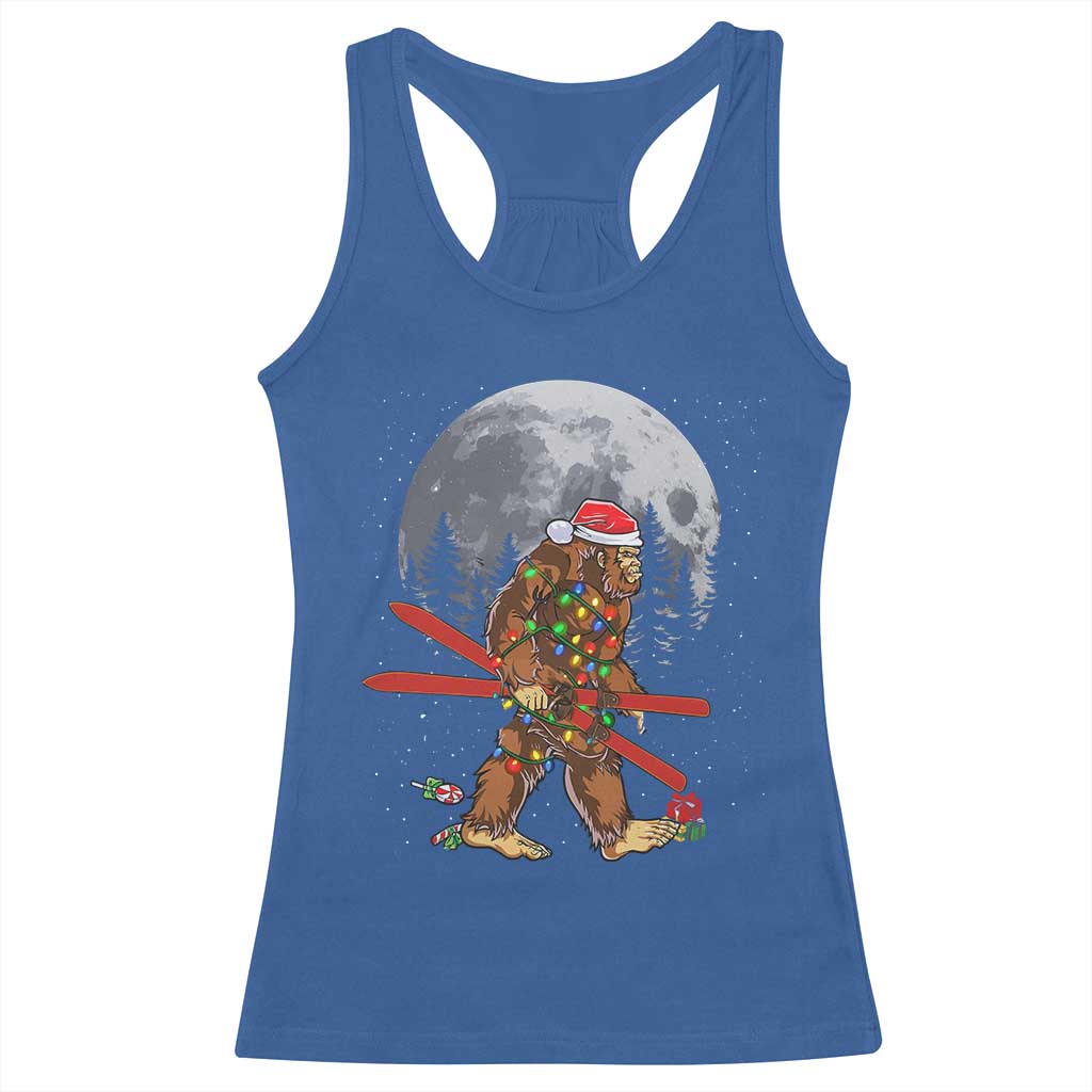 Santa Bigfoot Christmas Racerback Tank Top Funny Sasquatch Skiing Snowboard Ski Lover Skier - Wonder Print Shop