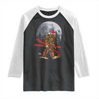 Santa Bigfoot Christmas Raglan Shirt Funny Sasquatch Skiing Snowboard Ski Lover Skier - Wonder Print Shop
