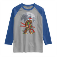 Santa Bigfoot Christmas Raglan Shirt Funny Sasquatch Skiing Snowboard Ski Lover Skier - Wonder Print Shop