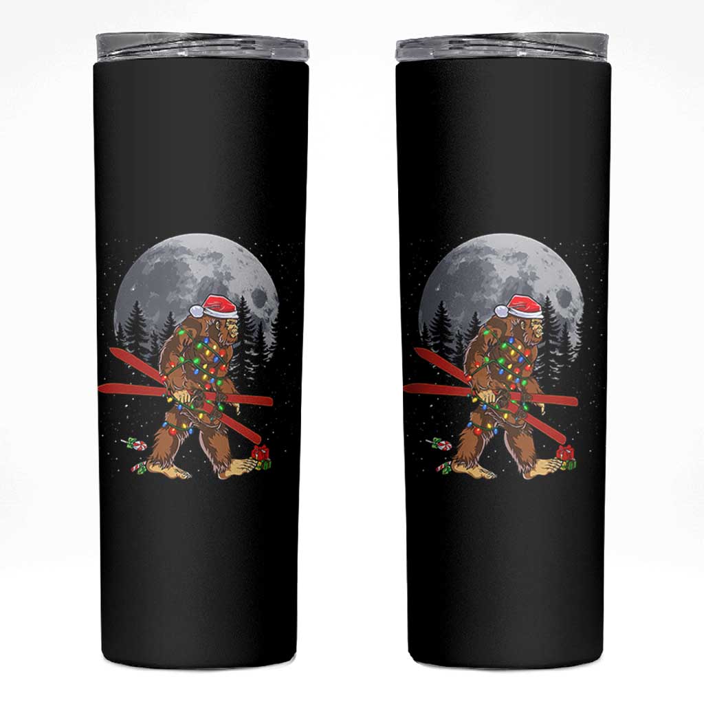 Santa Bigfoot Christmas Skinny Tumbler Funny Sasquatch Skiing Snowboard Ski Lover Skier - Wonder Print Shop