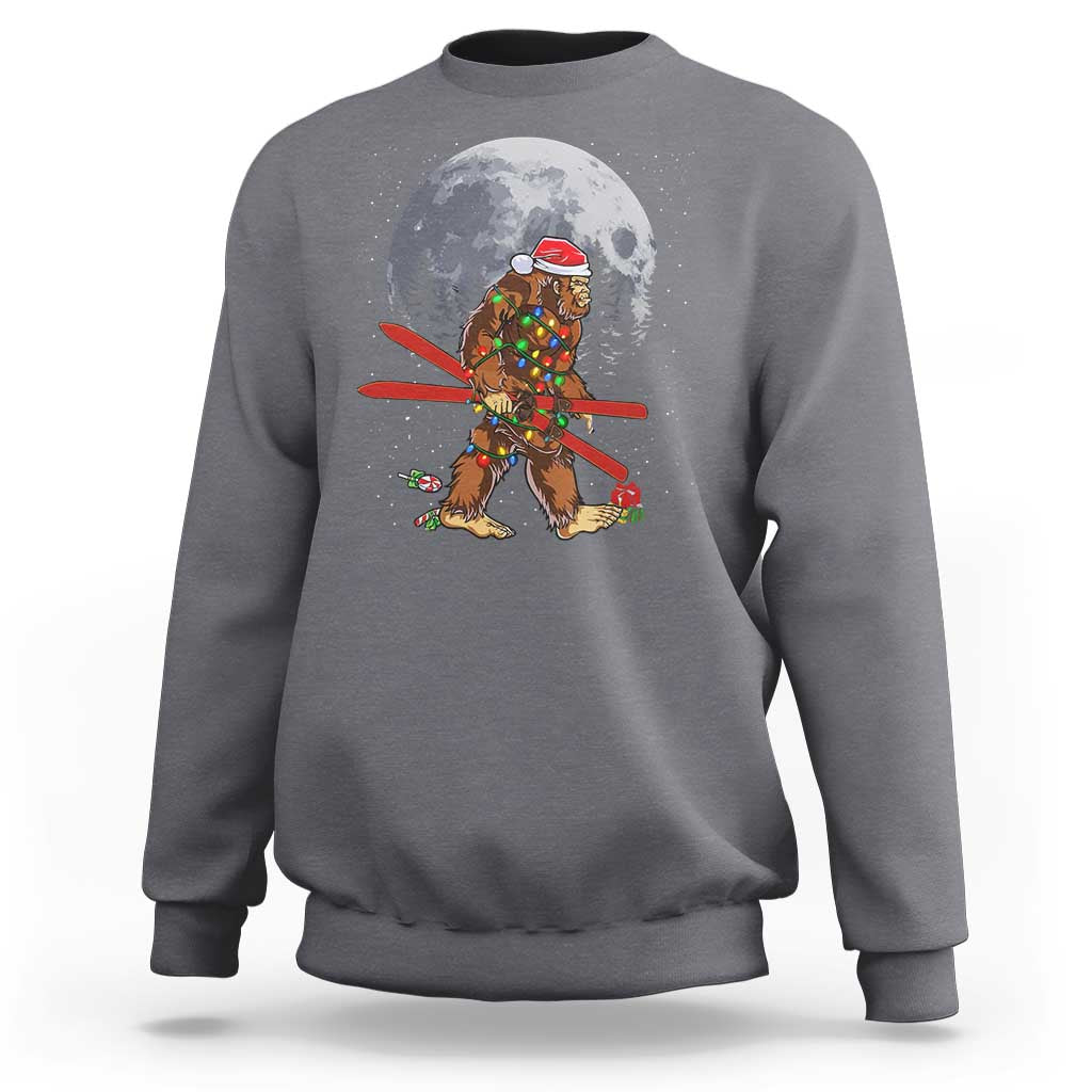 Santa Bigfoot Christmas Sweatshirt Funny Sasquatch Skiing Snowboard Ski Lover Skier - Wonder Print Shop