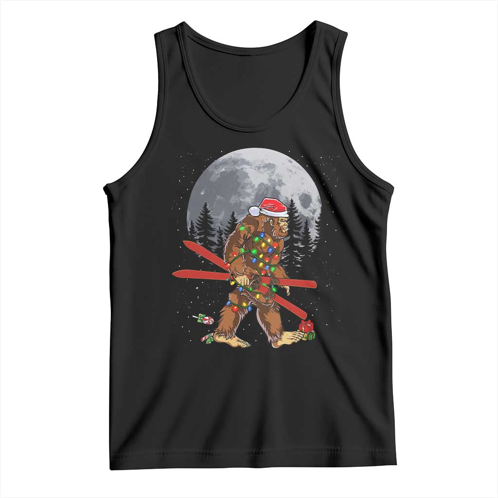 Santa Bigfoot Christmas Tank Top Funny Sasquatch Skiing Snowboard Ski Lover Skier - Wonder Print Shop