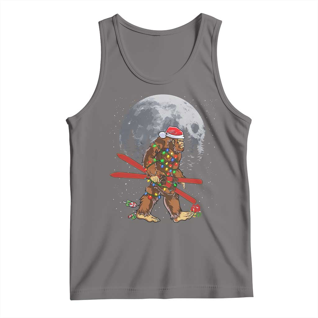 Santa Bigfoot Christmas Tank Top Funny Sasquatch Skiing Snowboard Ski Lover Skier - Wonder Print Shop