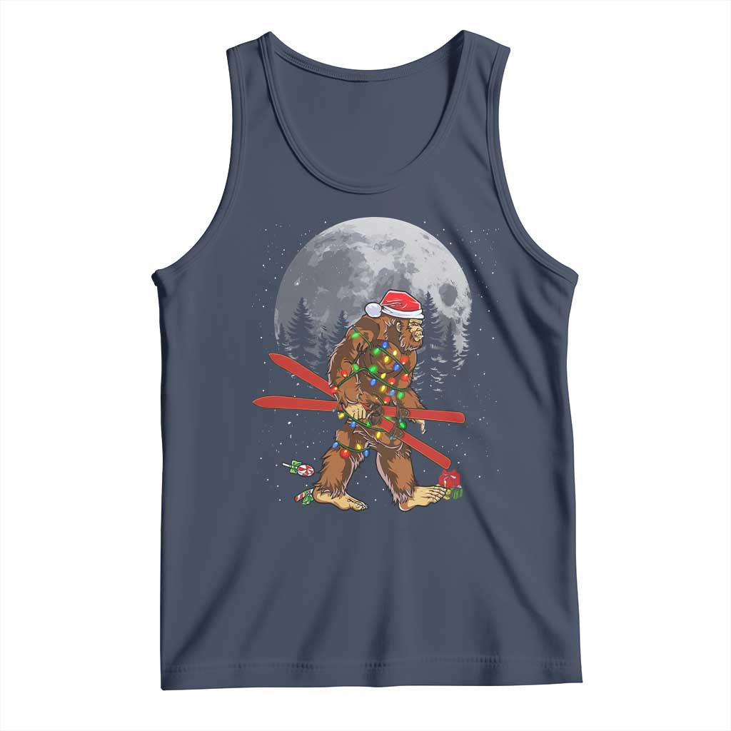 Santa Bigfoot Christmas Tank Top Funny Sasquatch Skiing Snowboard Ski Lover Skier - Wonder Print Shop